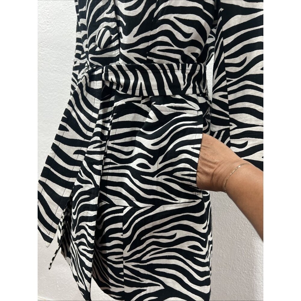 Inc Zebra Print Overcoat Button Front Size Medium… - image 3